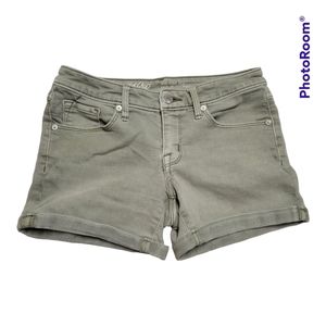 Mossimo Super Stretch Denim Jean Shorts Green Army Olive Size 0 25 R Midrise